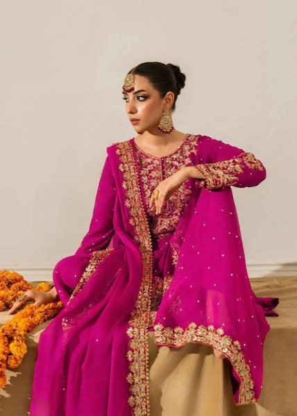 Graceful Pink Designer Roman Glass Embroidered Kurti with Chudidar and Dupatta Ready To Wear Collection