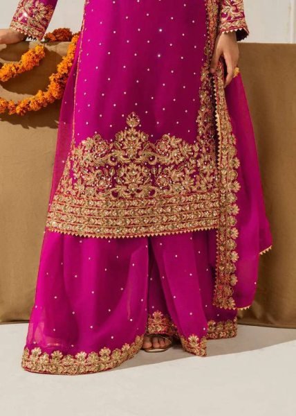 Graceful Pink Designer Roman Glass Embroidered Kurti with Chudidar and Dupatta Ready To Wear Collection