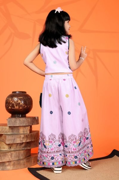 Graceful Pink Printed Kurta Plazzo Set with Side Pockets for Daily Wear Collection Girls Wear