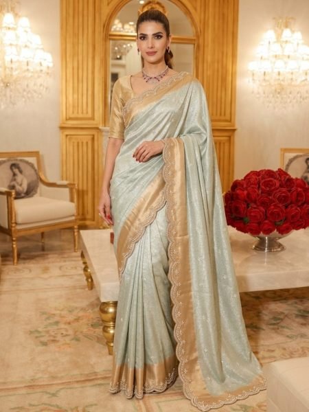 Graceful Pista Wedding Collection Pure Kanjivarm Silk Saree with Beads Work at Wholesale Rate 