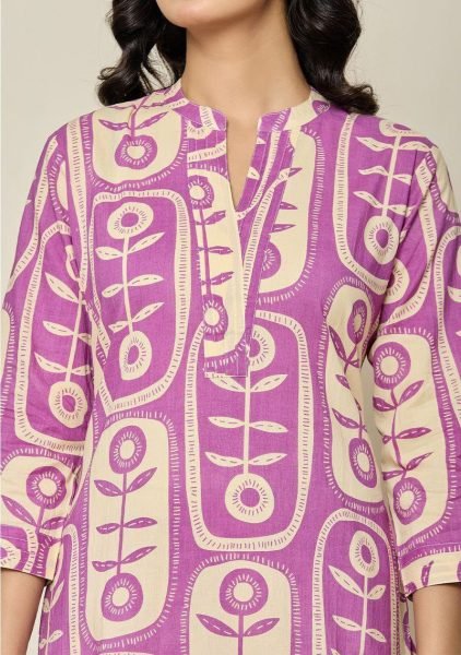 Graceful Purple  Poly Rayon Set with Digital Print for Office Wear at Manufacturer Rate Kurti With Bottom Wholesale