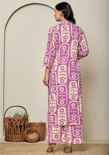 Graceful Purple  Poly Rayon Set with Digital Print for Office Wear at Manufacturer Rate Kurti With Bottom Wholesale