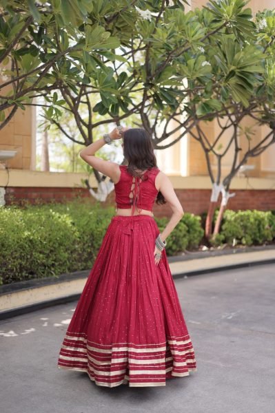 Graceful Red Festive Wear Reyon Lehenga Choli with Mirror Work Blouse at Manufacturer Rate Navratri Lehnega Choli