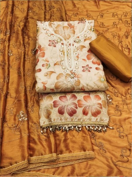 gold sequin dress free people Banarasee Salwar Kameez Cotton Silk Gold Zari Stripes Woven Fabric-Gre