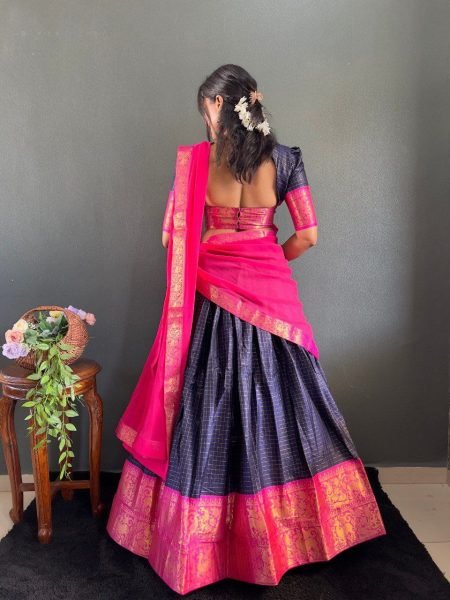 Cultural Elegance Cotton Lehenga Choli Set with Dupatta Half Saree Style for Festive & Bridal Wear Half Saree Lehenga