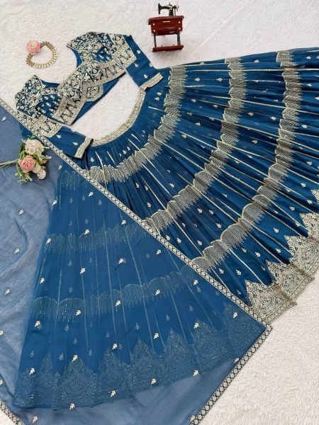 Graceful Teal Blue Heavy Work Lehenga Set for Wedding and Festive Wear Bridal Lehenga Choli