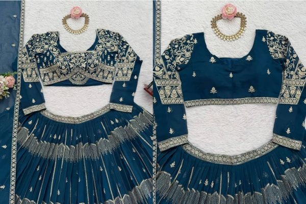 Graceful Teal Blue Heavy Work Lehenga Set for Wedding and Festive Wear Bridal Lehenga Choli