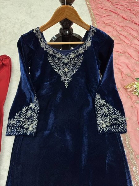 Graceful Viscose Velvet Salwar Suit with Butterfly Net Dupatta   Readymade pakistani suits wholesale Ready To Wear Collection