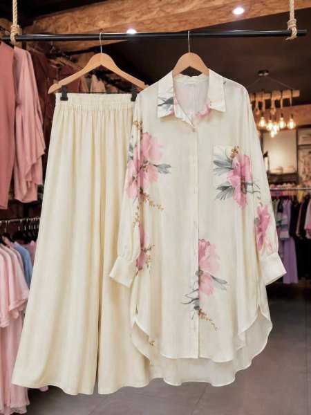 Graceful White Women's Butter Silk Shirt and Palazzo Co Ord Set at Wholeslae Rate CO ORD Sets