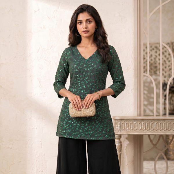 Graceful Wholesale Jacquard Georgette Short Kurti for Resellers Full Set Kurti