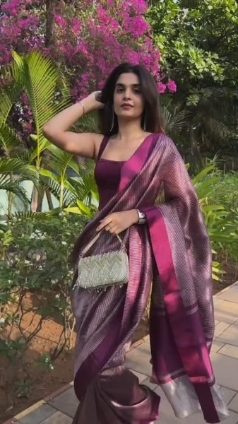 Graceful Wine Banarasi Soft Silk Saree with Rich Woven Design and Matching Blouse Piece Silk Sarees Wholesale