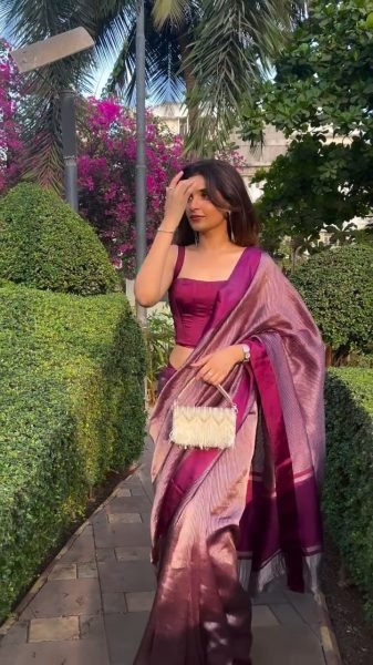 Graceful Wine Banarasi Soft Silk Saree with Rich Woven Design and Matching Blouse Piece Silk Sarees Wholesale