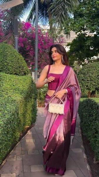 Graceful Wine Banarasi Soft Silk Saree with Rich Woven Design and Matching Blouse Piece Silk Sarees Wholesale