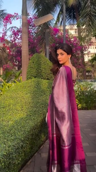 Graceful Wine Banarasi Soft Silk Saree with Rich Woven Design and Matching Blouse Piece Silk Sarees Wholesale