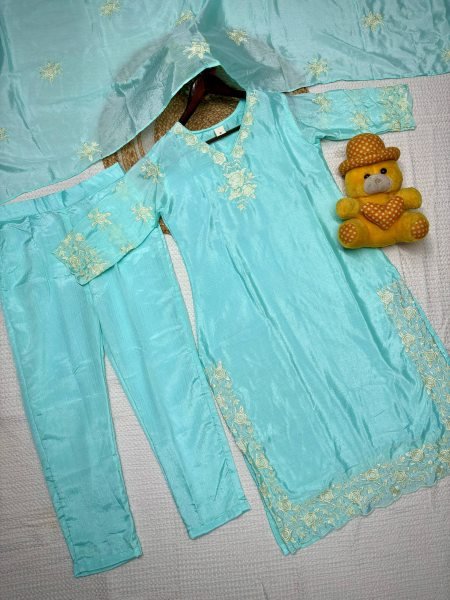 Graceful Women's Chinon Suit Set with Premium Embroidery and Soft Micro Full Inner For Wholesalers  Embroidery Kurtis 