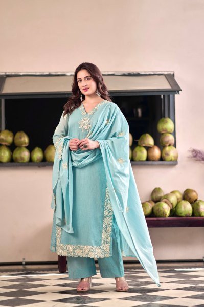 Graceful Women's Chinon Suit Set with Premium Embroidery and Soft Micro Full Inner For Wholesalers  Embroidery Kurtis 