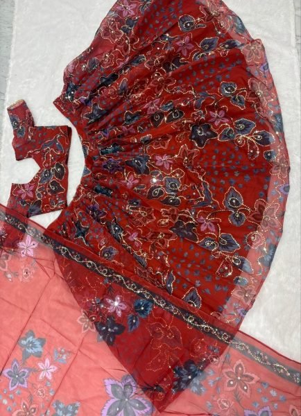 Grand Maroon Flair Lehenga with Heavy CanCan for Bridal Functions Designer Lehenga Choli