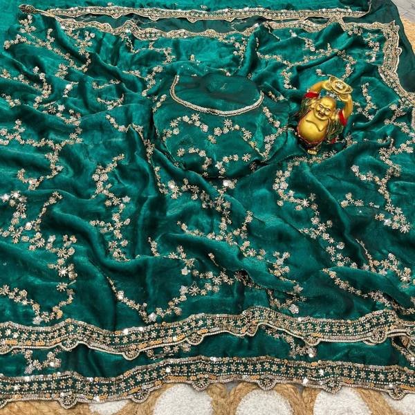 Grand Party Wear Space Silk Saree with Gold Beads and Cutdana Handwork At Wholesale Rates Silk Sarees Wholesale
