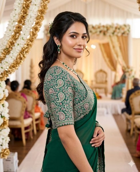 Green Ajrakh Gajji Silk Saree for Women Lightweight Designer Wear Silk Sarees Wholesale
