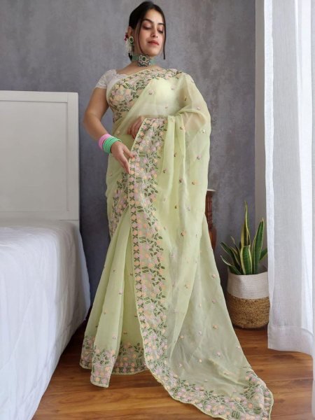 Green Art Silk Saree with zari Embroidery Ideal for Rakhi and Family Functions Sarees 