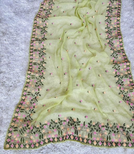 Green Art Silk Saree with zari Embroidery Ideal for Rakhi and Family Functions Embroidery Sarees Wholesale