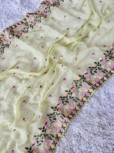 Green Art Silk Saree with zari Embroidery Ideal for Rakhi and Family Functions Embroidery Sarees Wholesale