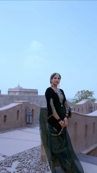 Green Color Velvet Thread Work Suits  Ready To Wear Collection