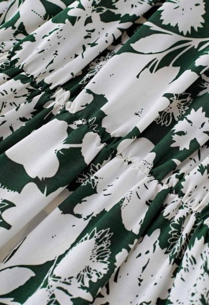 Green Emerald Bloom Linen Cotton Halter Neck Maxi Dress for Resort Wear Western Ladies Top Wholesale