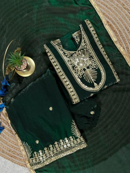 Green Festive Fendy Silk Kids Palazzo Set with Elegant Dupatta Girls Wear