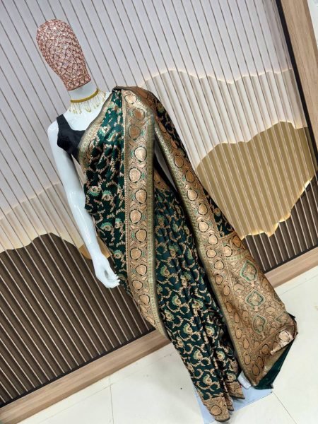 Green Lichi Silk Wedding Saree With Anmol zari Butti Rich Traditional Look Banarasi Saree Wholesale
