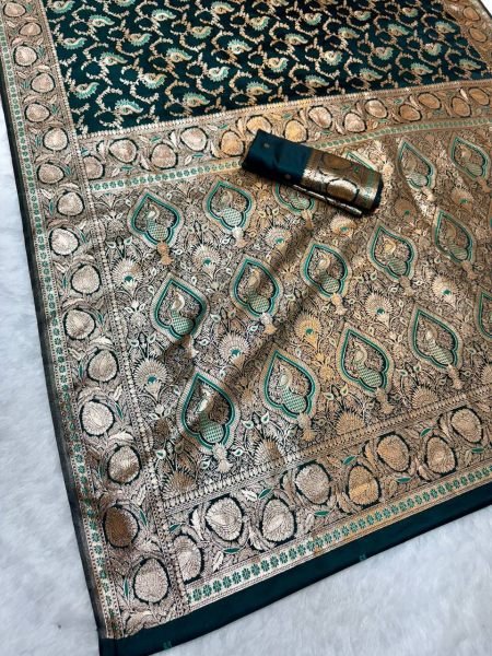 Green Lichi Silk Wedding Saree With Anmol zari Butti Rich Traditional Look Banarasi Saree Wholesale