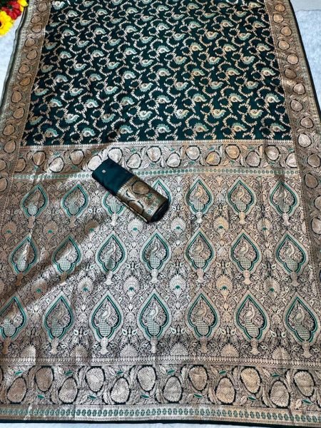 Green Lichi Silk Wedding Saree With Anmol zari Butti Rich Traditional Look Banarasi Saree Wholesale