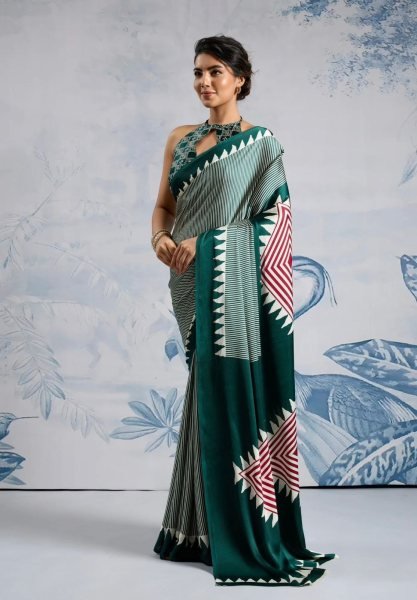 Green Lightweight Printed Saree for Women Casual Wear Collection Printed Cotton Sarees Wholesale