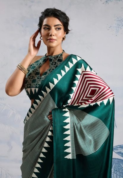 Green Lightweight Printed Saree for Women Casual Wear Collection Printed Cotton Sarees Wholesale