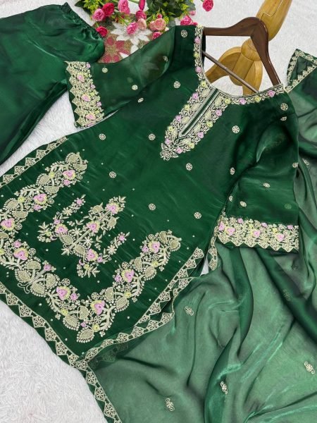 Green New Designer Collection In GMY Silk Farshi Salwar Kurta Set Ready To Wear Collection