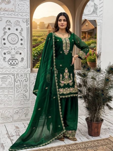 Green New Designer Collection In GMY Silk Farshi Salwar Kurta Set Ready To Wear Collection
