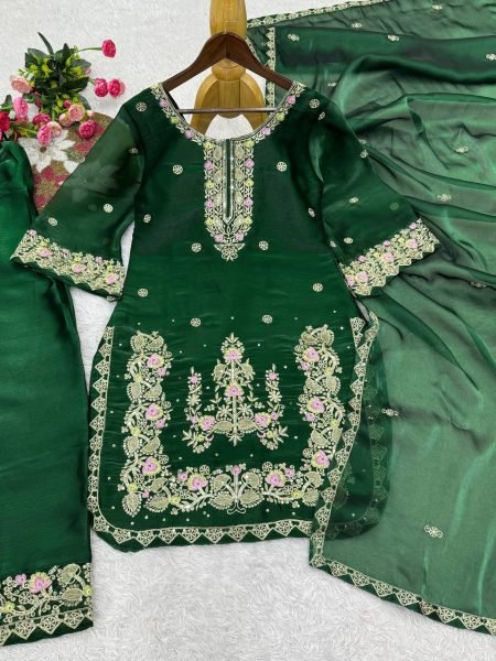 Green New Designer Collection In GMY Silk Farshi Salwar Kurta Set Ready To Wear Collection