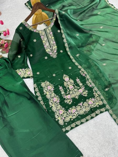 Green New Designer Collection In GMY Silk Farshi Salwar Kurta Set Ready To Wear Collection