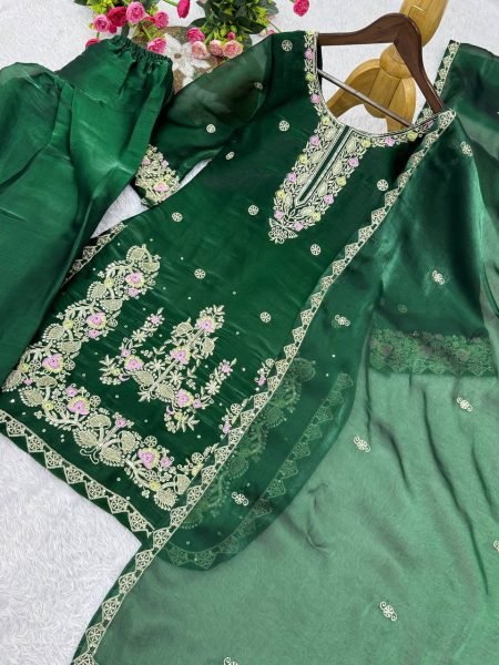 Green New Designer Collection In GMY Silk Farshi Salwar Kurta Set Ready To Wear Collection