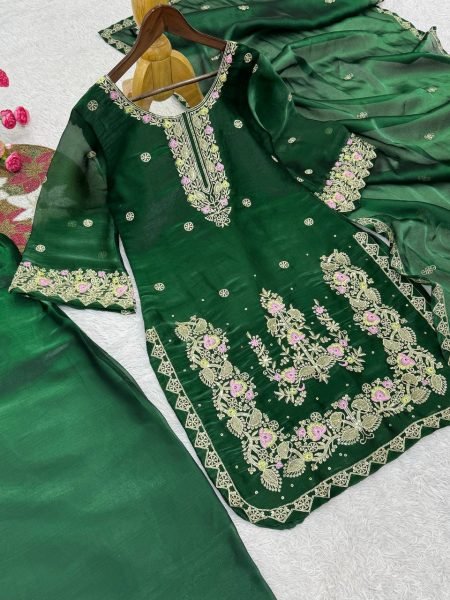Green New Designer Collection In GMY Silk Farshi Salwar Kurta Set Ready To Wear Collection
