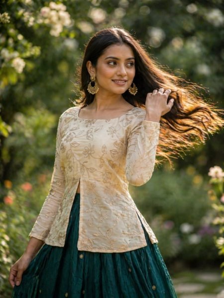 Green OffWhite Fendy Silk Lehenga Collection for Boutique and Reseller Buyers Ready To Wear Collection