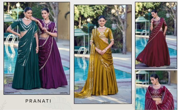 Green Rangoli Crush Lehenga with Unstitched Blouse and Matching Dupatta Designer Lehenga Choli