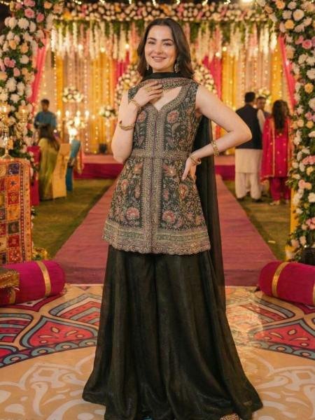 Green Star Georgette Embroidered Kurta Set For Wedding  Wear At Manufacturer Price Ready To Wear Collection