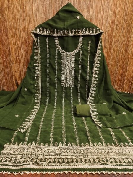 Green Zomato Silk Salwar Suit With Dupatta Elegant Traditional Look Color Set Matching Dress Material Wholesale