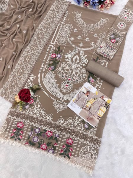 Grey Faux Georgette Sequins Work Ceremonial Wear Pakistani Suit Pakistani Suits Wholesale