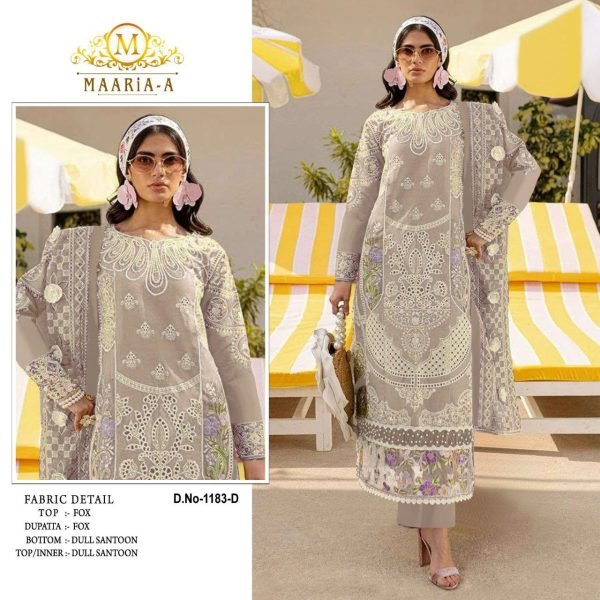 Grey Faux Georgette Sequins Work Ceremonial Wear Pakistani Suit Pakistani Suits Wholesale
