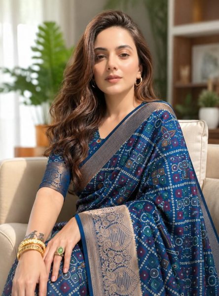 Groundbreaking Blue Kalamkari Printed Saree in Soft Dola Cotton with Printed Blouse Printed Cotton Sarees Wholesale