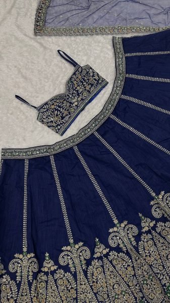 Groundbreaking Blue Thai Silk Lehenga Choli with Sequin Dori and Thread Work Designer Lehenga Choli