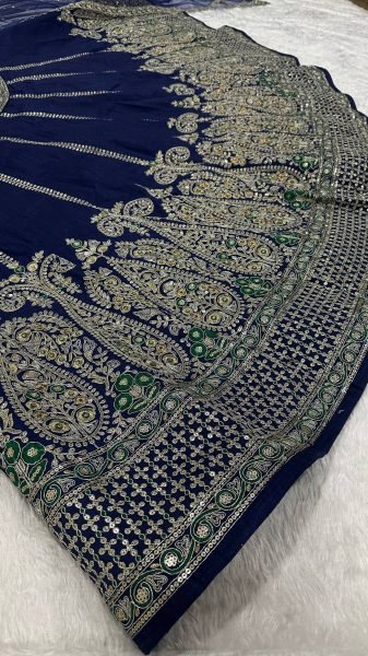 Groundbreaking Blue Thai Silk Lehenga Choli with Sequin Dori and Thread Work Designer Lehenga Choli