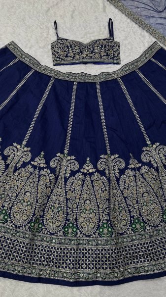 Groundbreaking Blue Thai Silk Lehenga Choli with Sequin Dori and Thread Work Designer Lehenga Choli